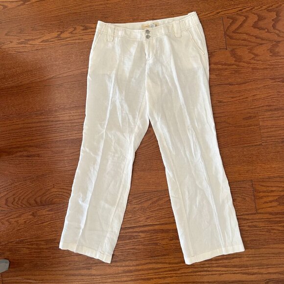 London Jean 100% Linen Chino Wide Leg Pants Jeans Mid Rise Size 4 Cream Preppy - Picture 11 of 11